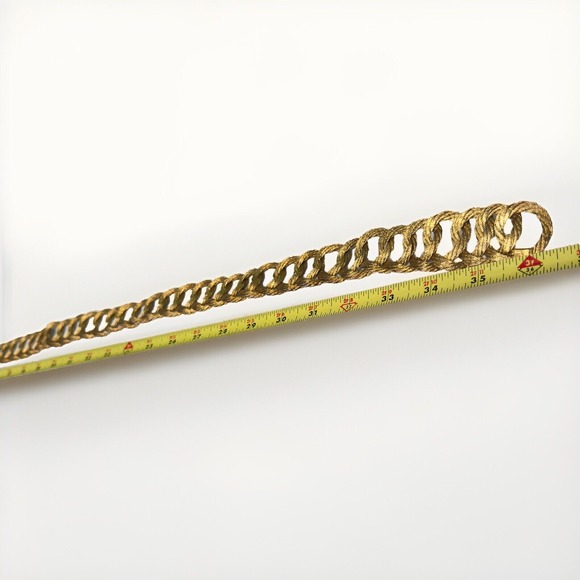 Vintage Woven Gold Chain Link Belt Painted Floral Enamel Buckle Womens 36\